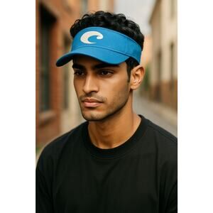 Costa Del Mar Blue Embroidered Logo Strapback Visor Cap Hat Golf Beach Sun Visor